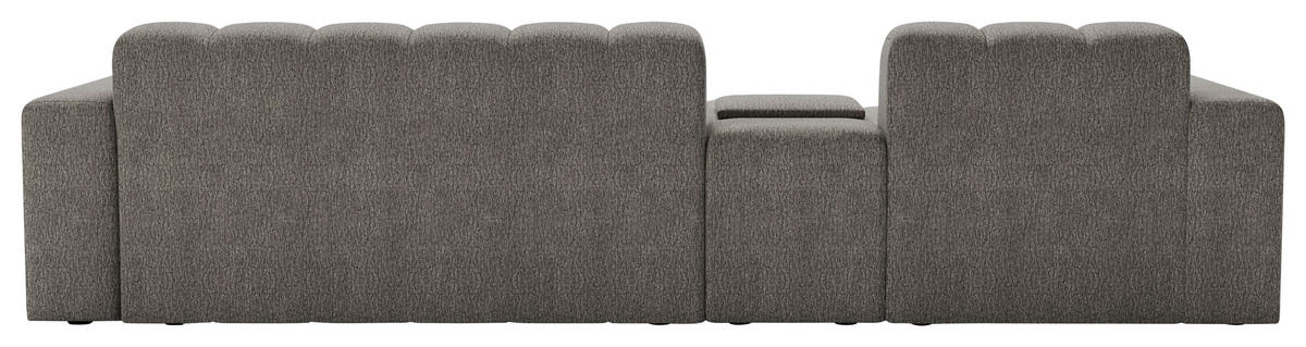 ECKSOFA Graubraun Chenille Stauraum, Getränkehalter  - Graubraun/Schwarz, MODERN, Kunststoff/Textil (150/299cm) - Milino