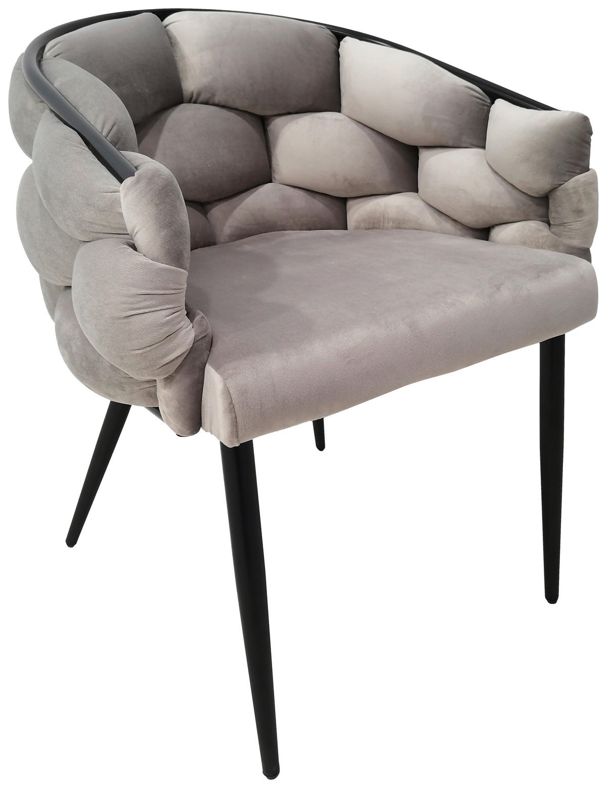 ARMLEHNSTUHL-SET 2 Stück  in Samt  - Taupe/Schwarz, MODERN, Textil/Metall (65/79/61cm) - Kayoom