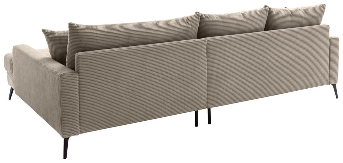 ECKSOFA Taupe Cord  - Taupe/Schwarz, KONVENTIONELL, Textil/Metall (280/173cm) - Hom`in