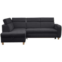 ECKSOFA inkl. Funktionen Graphitfarben Samt  - Graphitfarben, Natur, Holz/Textil (206/261cm) - Venda