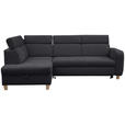 ECKSOFA inkl. Funktionen Graphitfarben Samt  - Graphitfarben, Natur, Holz/Textil (206/261cm) - Venda