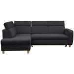 ECKSOFA inkl. Funktionen Graphitfarben Samt  - Graphitfarben, Natur, Holz/Textil (206/261cm) - Venda