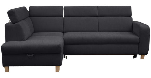 ECKSOFA inkl. Funktionen Graphitfarben Samt - Graphitfarben, Natur, Holz/Textil (206/261cm) - Venda