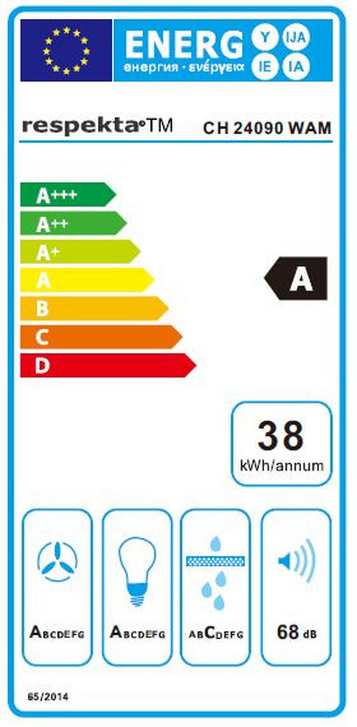 DUNSTABZUGSHAUBE CH24090WAM  - Weiß, Trend, Glas/Metall (89,5/74,2-109,2/38,5cm) - Respekta
