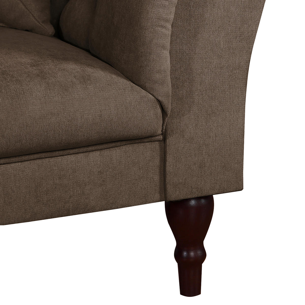 3-SITZER-SOFA Mikrofaser Graubraun  - Graubraun/Braun, Design, Holz/Textil (232/79/97cm) - Livetastic