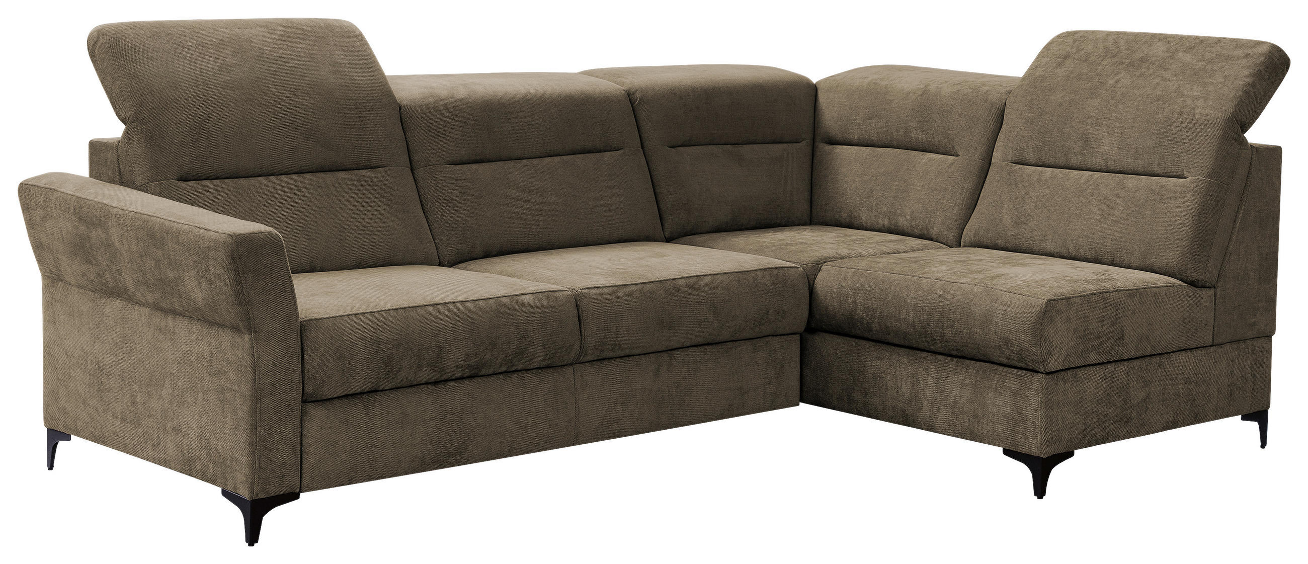 ECKSOFA inkl. Funktionen Braun Webstoff  - Schwarz/Braun, KONVENTIONELL, Textil/Metall (272/177cm) - Stylife