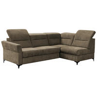 ECKSOFA inkl. Funktionen Braun Webstoff  - Schwarz/Braun, KONVENTIONELL, Textil/Metall (272/177cm) - Stylife