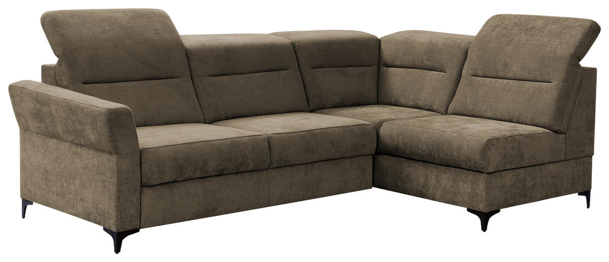 ECKSOFA inkl. Funktionen Braun Webstoff  - Schwarz/Braun, KONVENTIONELL, Textil/Metall (272/177cm) - Stylife