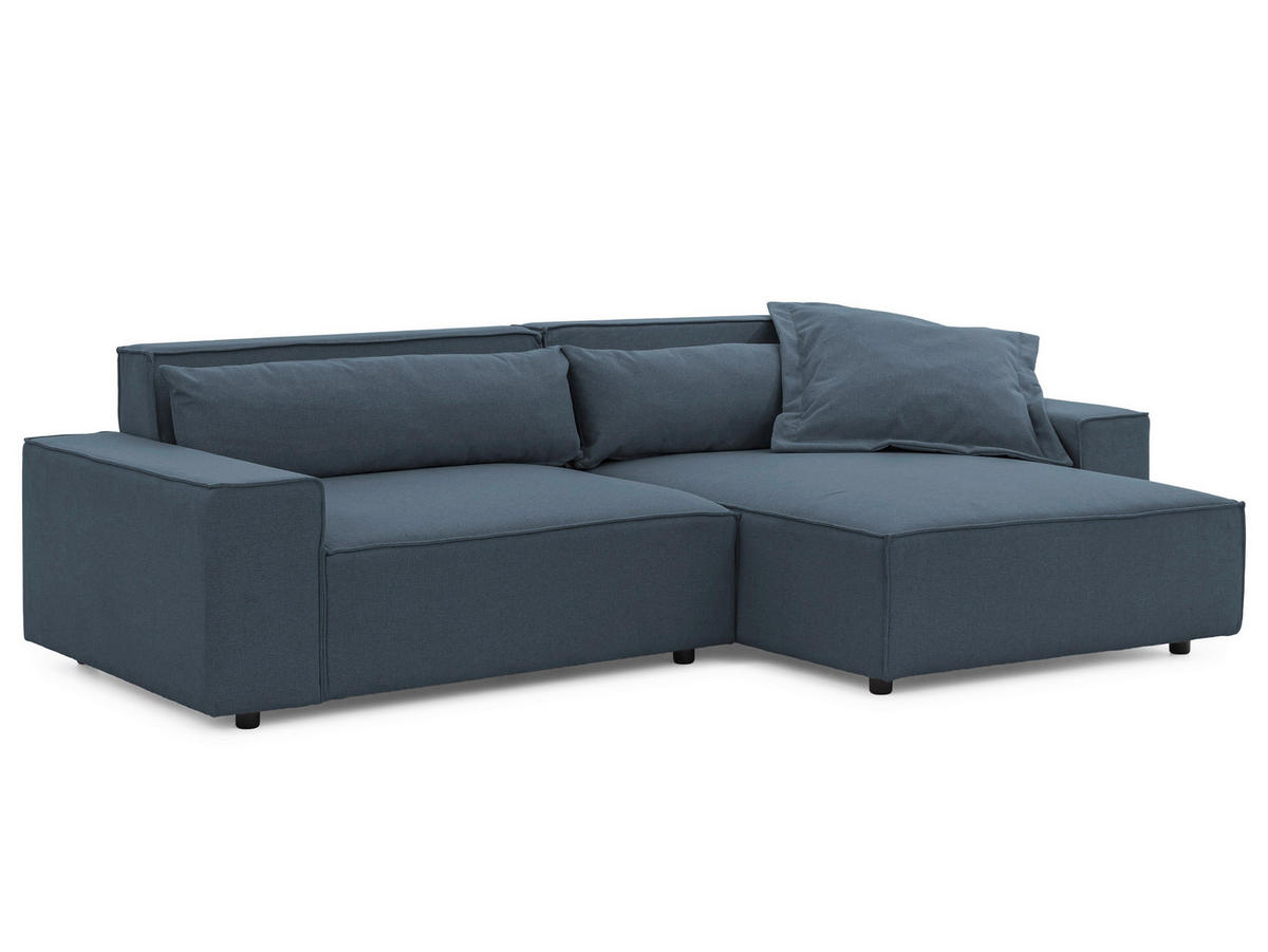 ECKSOFA Curduroy in Webstoff Blau Rückenkissen  251/142 cm  - Blau/Schwarz, Design, Kunststoff/Textil (251/142cm) - P & B
