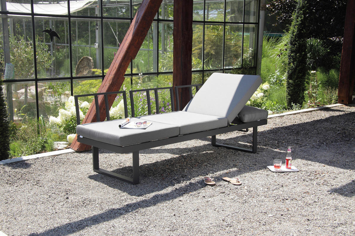 LOUNGEGARNITUR Aluminium  - Anthrazit/Grau, MODERN, Kunststoff/Metall (210/68/77/76cm) - Ambia Garden