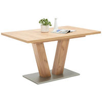 ESSTISCH in Holzwerkstoff 140-180/90/76 cm  - Edelstahlfarben/Eichefarben, KONVENTIONELL, Holzwerkstoff (140-180/90/76cm) - Valdera