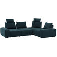 ECKSOFA in Velours Dunkelblau  - Schwarz/Dunkelblau, Design, Kunststoff/Textil (326/236cm) - Xora