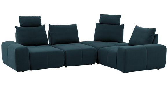 ECKSOFA in Velours Dunkelblau  - Schwarz/Dunkelblau, Design, Kunststoff/Textil (326/236cm) - Xora