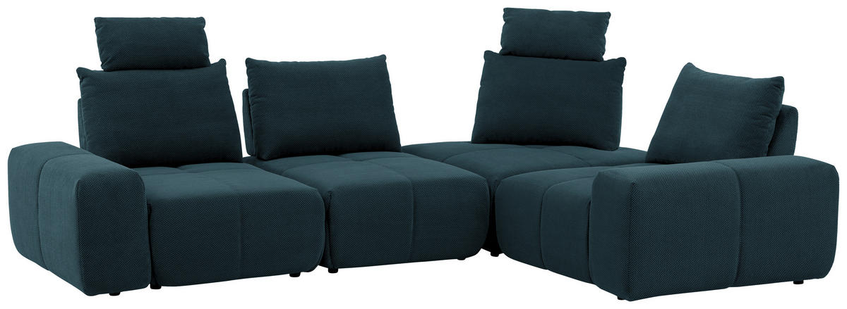 ECKSOFA in Velours Dunkelblau  - Schwarz/Dunkelblau, Design, Kunststoff/Textil (326/236cm) - Xora