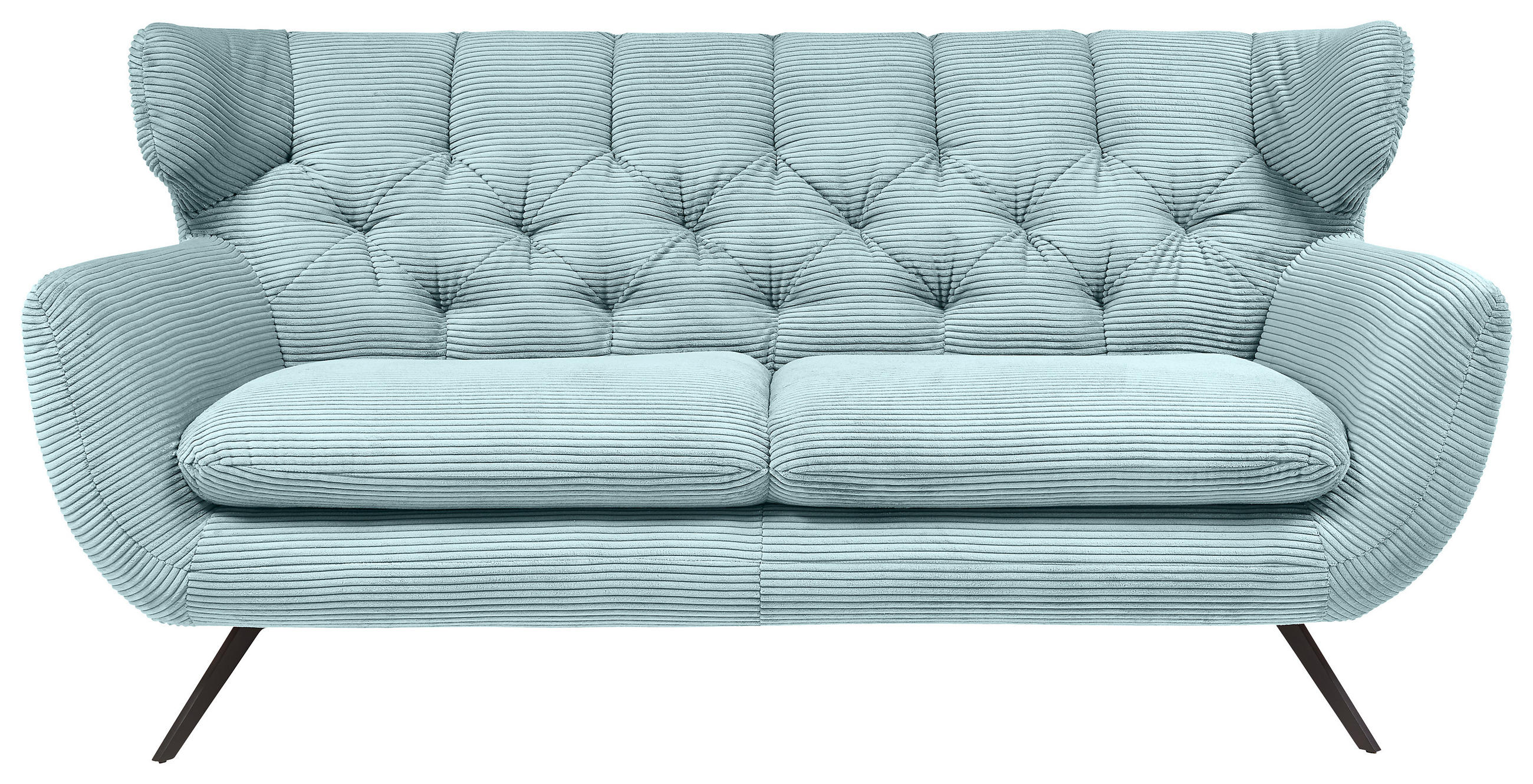 CHESTERFIELD-SOFA Cord Hellblau  - Schwarz/Hellblau, MODERN, Textil/Metall (160/94/95cm) - Pure Home Lifestyle