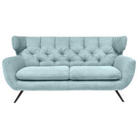 CHESTERFIELD-SOFA Cord Hellblau  - Schwarz/Hellblau, MODERN, Textil/Metall (160/94/95cm) - Pure Home Lifestyle