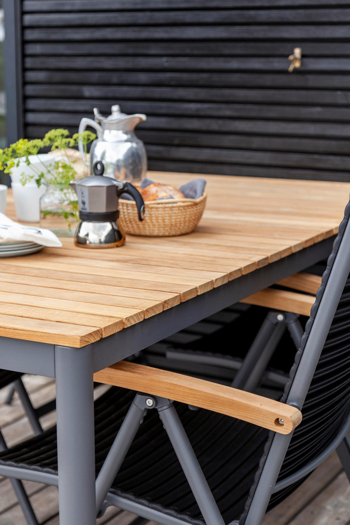 GARTENTISCH 167,5/100/74 cm  - Anthrazit/Teakfarben, KONVENTIONELL, Holz/Metall (167,5/100/74cm) - Gardenson