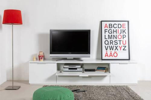TV ELEMENT bijela visoki sjaj - bijela/bijela visoki sjaj, Moderno, drvni materijal/metal (240/50/40,5cm) - Carryhome