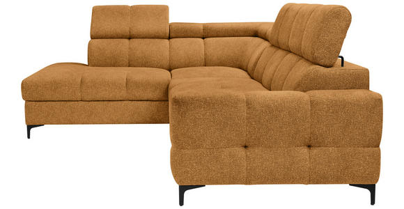 ECKSOFA in Struktur Dunkelgelb  - Dunkelgelb/Schwarz, MODERN, Textil/Metall (212/254cm) - Carryhome