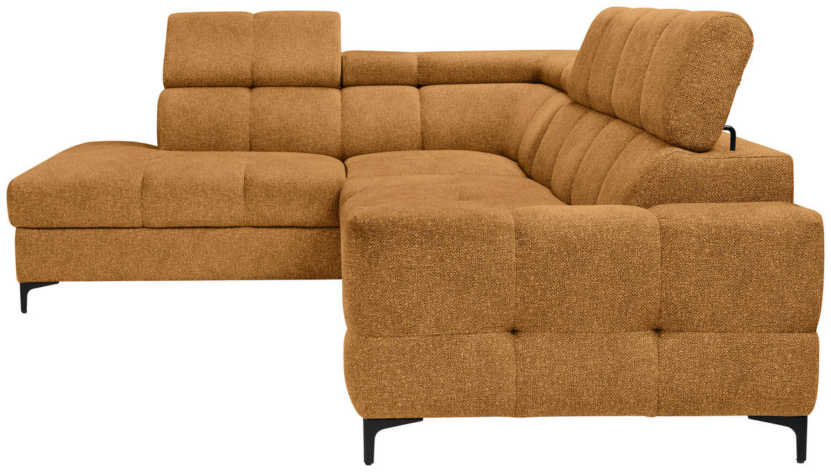 ECKSOFA in Struktur Dunkelgelb  - Dunkelgelb/Schwarz, Modern, Textil/Metall (212/254cm) - Carryhome