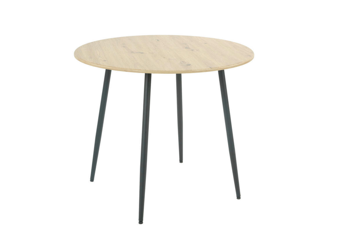 ESSTISCH 90/76/90 cm Nachbildung  Metall, Holzwerkstoff rund Schwarz, Eiche Artisan  - Schwarz/Eiche Artisan, MODERN, Holzwerkstoff/Metall (90/76/90cm) - P & B