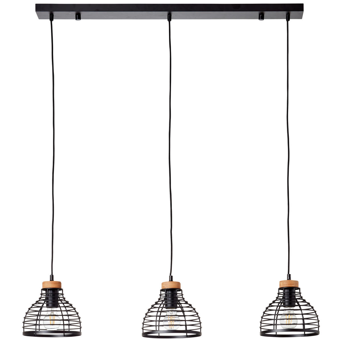 PENDELLEUCHTE 100/25/120 cm    - Schwarz, Natur, Holz/Metall (100/25/120cm) - Brilliant