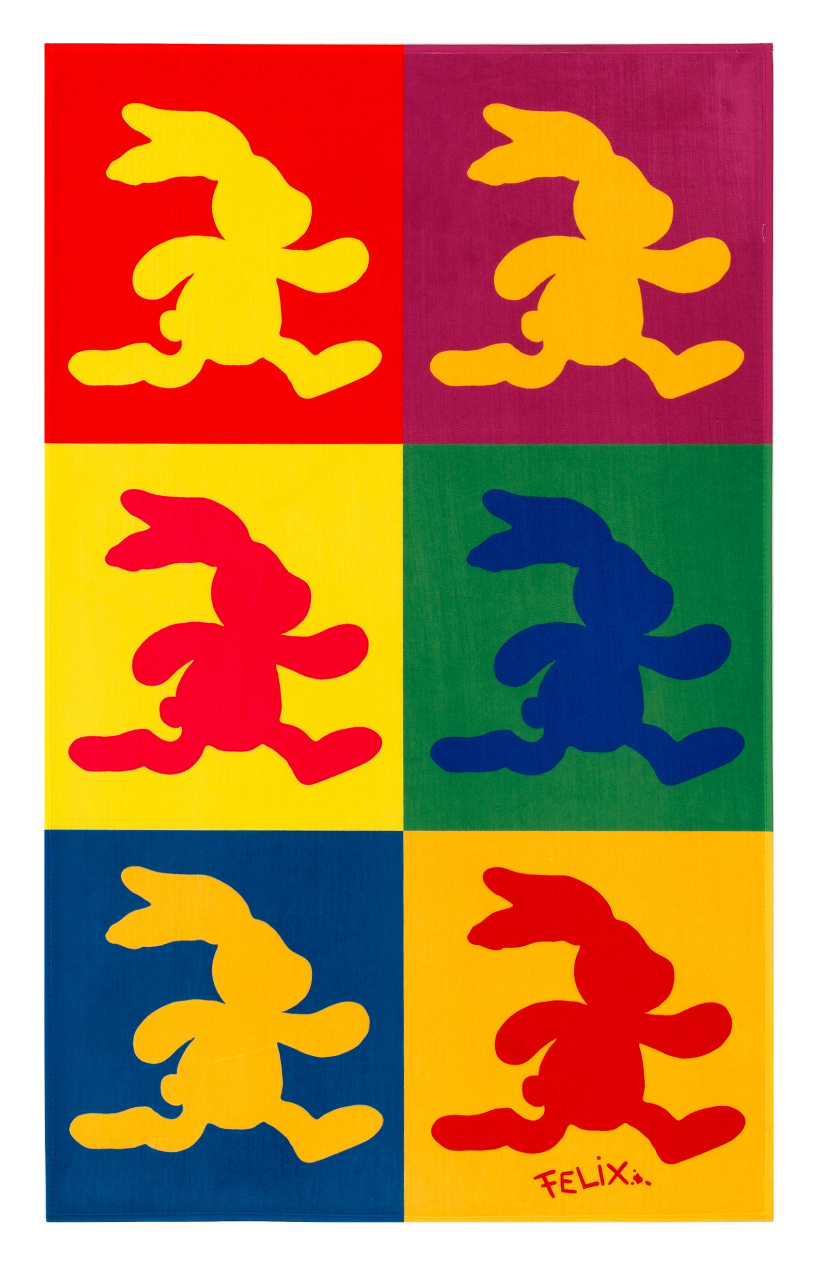 XXXLutz Kinderteppich Felix der Hase Blau, Gelb, Grün, Rot, Beere, Hellgrün 100x160 cm