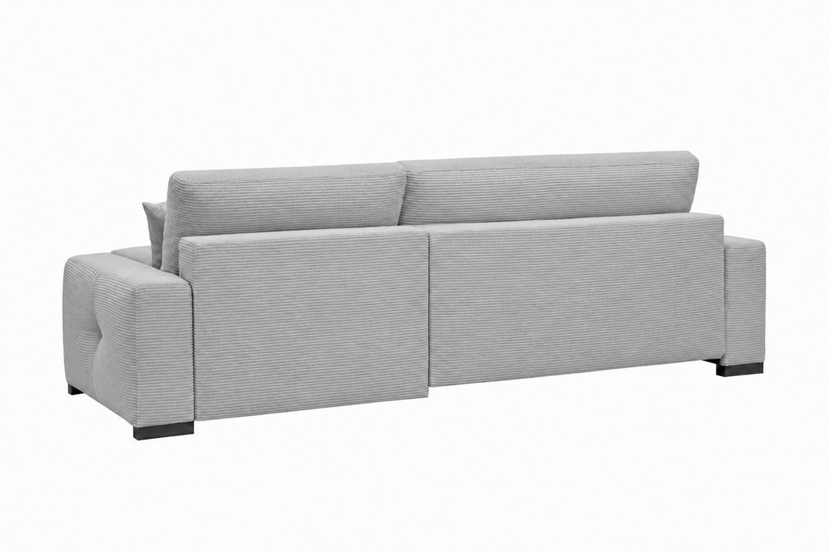 ECKSOFA  Cord Hellgrau  - Hellgrau/Schwarz, Basics, Holz/Holzwerkstoff (264/184cm) - MID.YOU