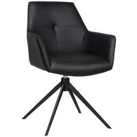 STOL MED ARMSTÖD järn äkta läder pigmenterad  - svart, Klassisk, metall/läder (59,5/87,5/63cm) - Novel