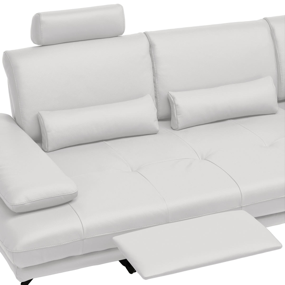 ECKSOFA Weiß Echtleder  - Schwarz/Weiß, Design, Leder/Metall (273/187cm) - Celina Home