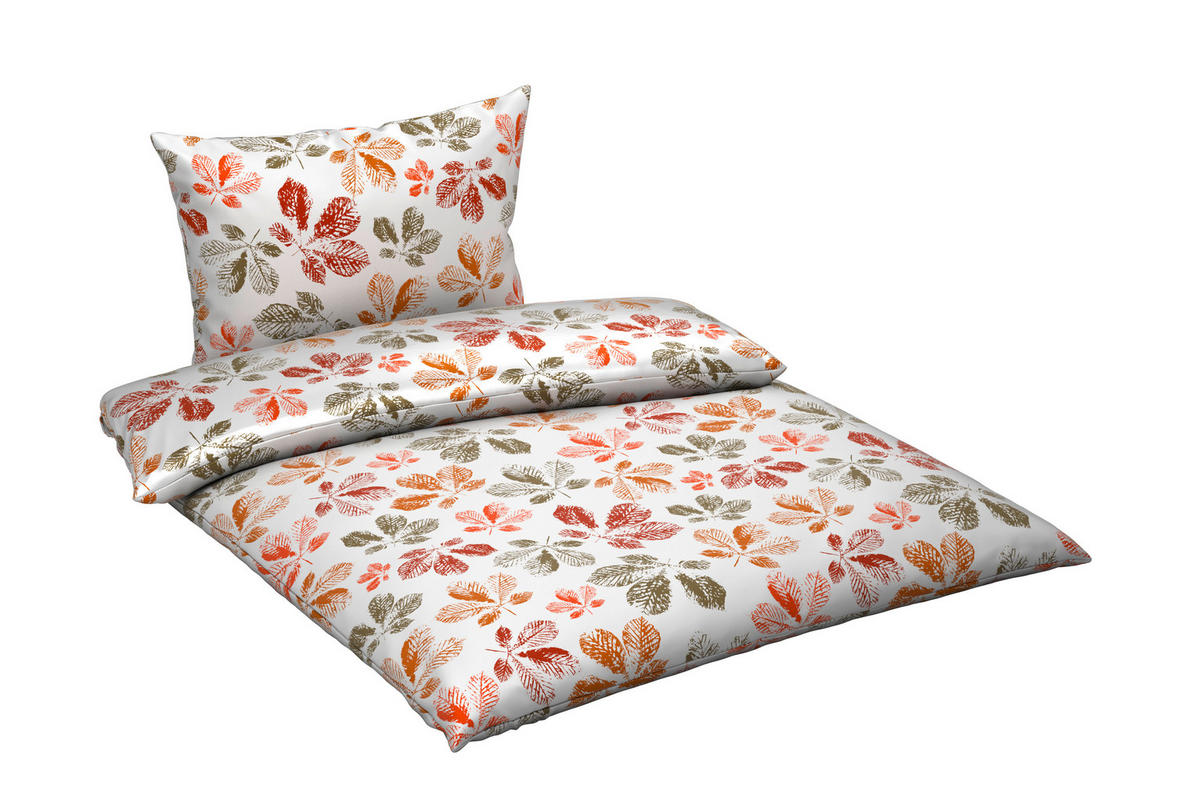 POVLEČENÍ, satén, zelená, oranžová, bílá, červenohnědá, 140/200 cm - oranžová/bílá, Design, textil (140/200cm) - Esposa
