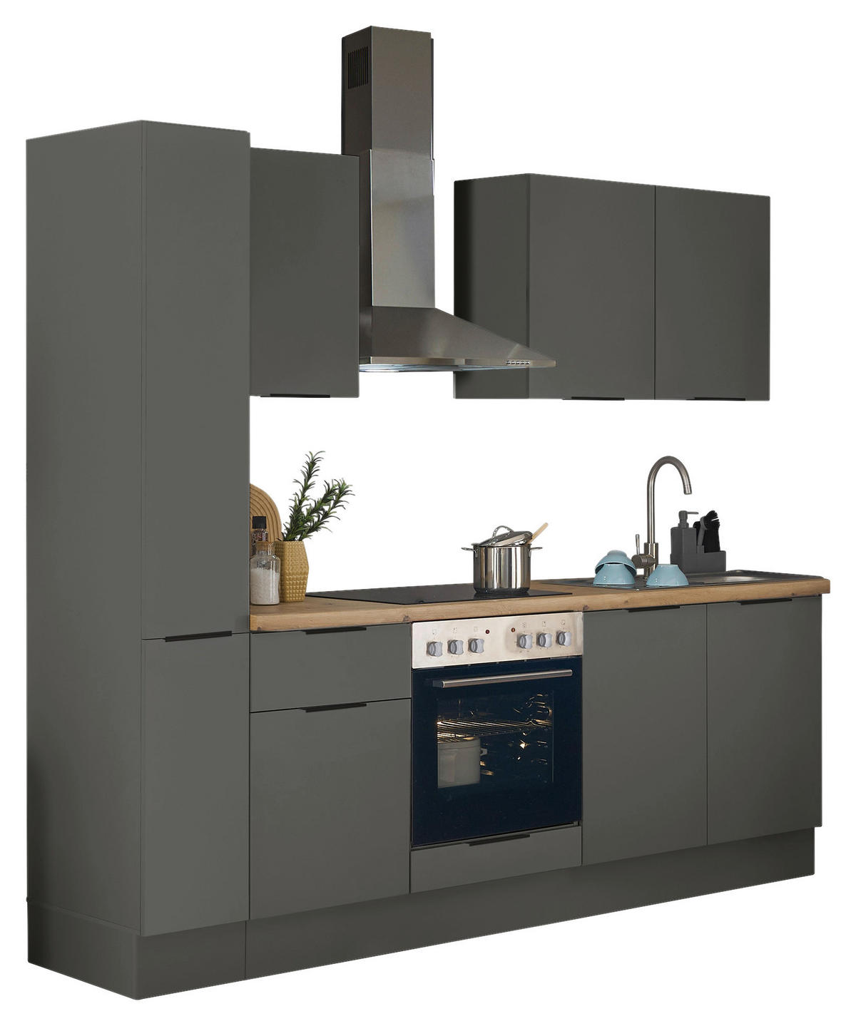 KÜCHENBLOCK   in Graphitfarben  - Schwarz/Graphitfarben, Basics, Holzwerkstoff/Metall (240/211/60cm) - Carryhome