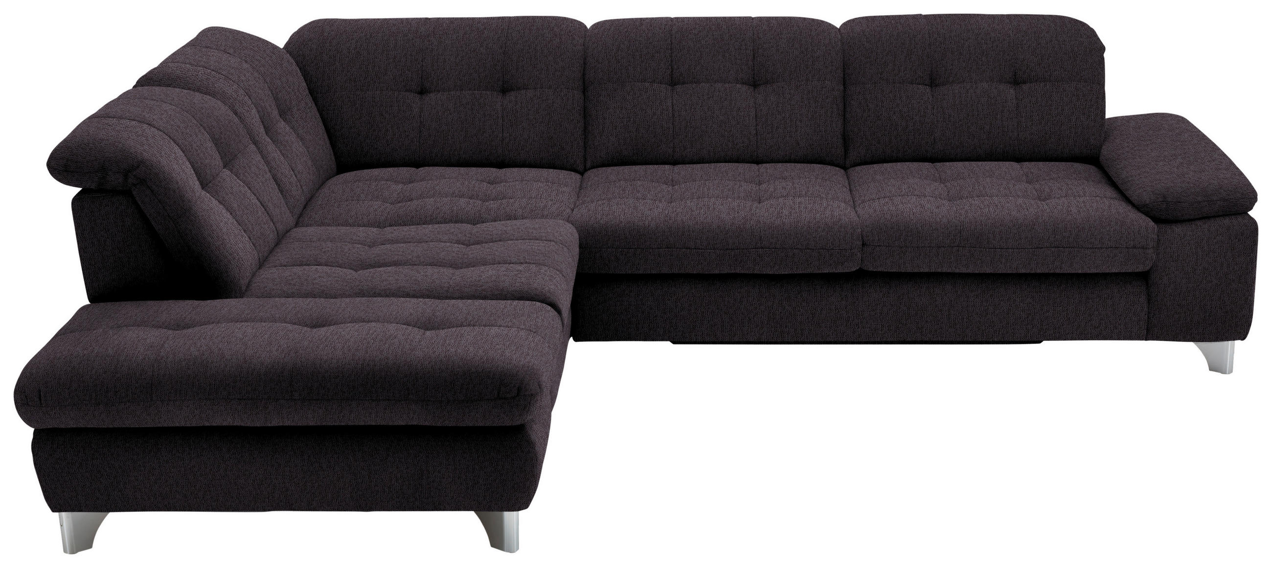 ECKSOFA in Chenille Schwarz  - Chromfarben/Schwarz, Design, Textil/Metall (260/310cm) - Beldomo Speed
