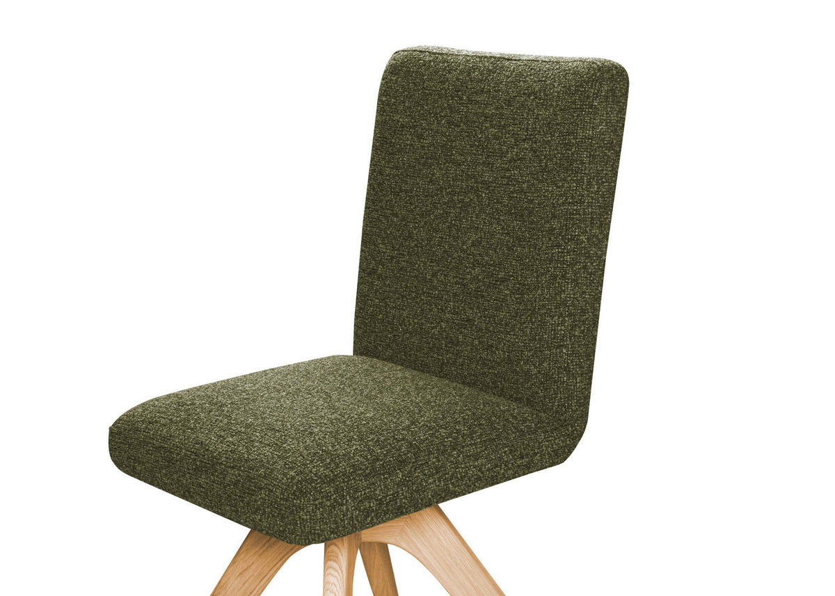 Stuhl drehbar - Eichefarben/Grün, KONVENTIONELL, Holz/Textil (47/89/60cm) - Linea Natura