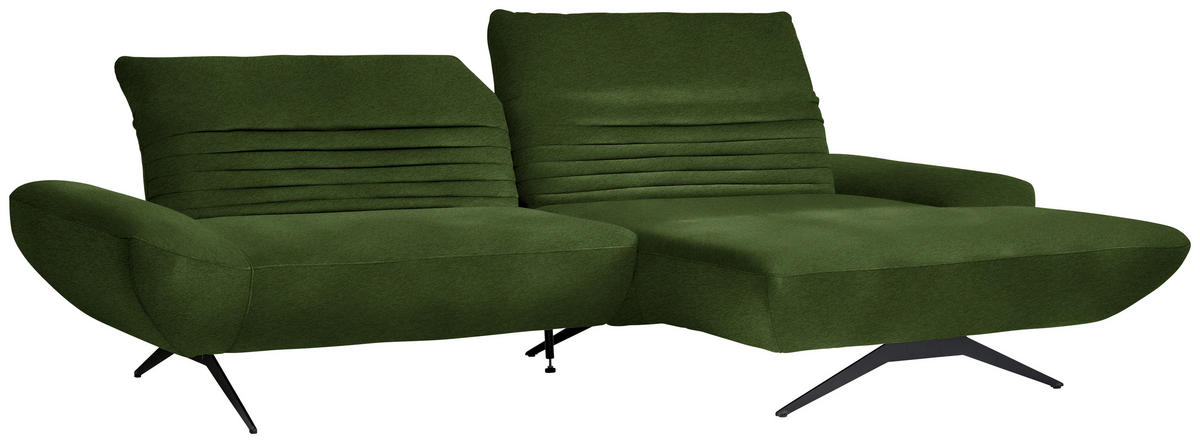 ECKSOFA  in Teddystoff Grün  280/170-195 cm  - Schwarz/Grün, Design, Textil/Metall (280/170-195cm) - Dieter Knoll