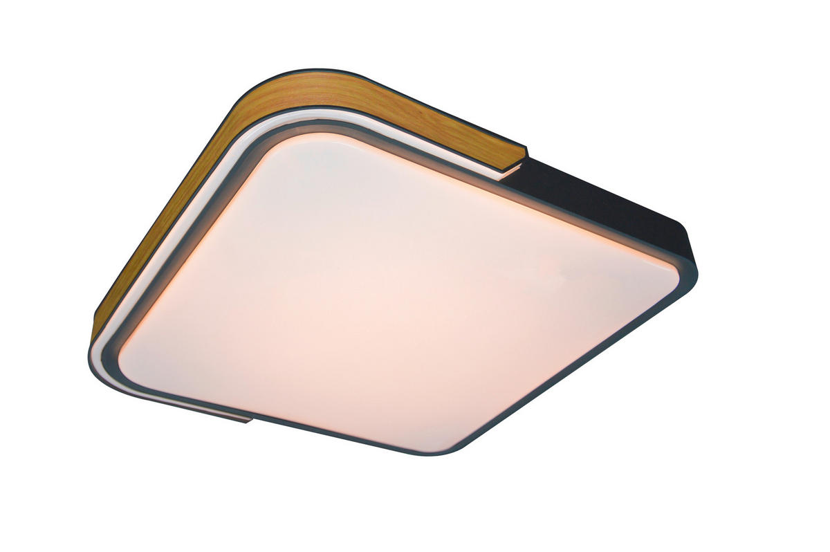 STROPNÍ LED SVÍTIDLO, 42/8,5/42 cm - černá/barvy buku, Basics, kov/plast (42/8,5/42cm) - Rabalux