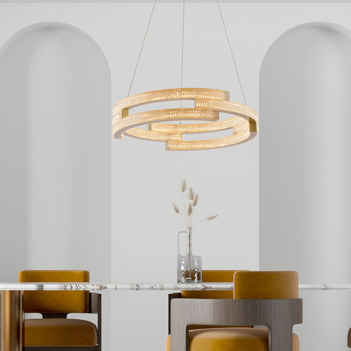 HÄNGELEUCHTE    - Goldfarben, Design, Metall (150/60/60cm)