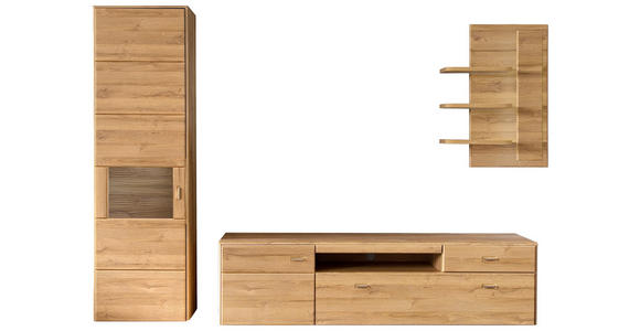 WOHNWAND in Eichefarben 300/206/52 cm - Eichefarben, KONVENTIONELL, Glas/Holzwerkstoff (300/206/52cm) - Cantus