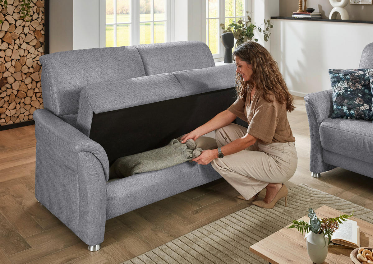 SITZGARNITUR  in Flachgewebe Grau  - Alufarben/Grau, KONVENTIONELL, Textil/Metall (198/172/96/93cm) - Beldomo Premium