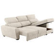 ECKSOFA Naturfarben Mikrofaser  - Schwarz/Naturfarben, KONVENTIONELL, Kunststoff/Textil (285/177cm) - Carryhome