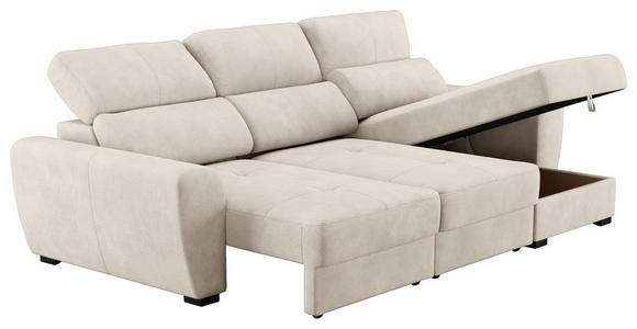 ECKSOFA Naturfarben Mikrofaser - Schwarz/Naturfarben, KONVENTIONELL, Kunststoff/Textil (285/177cm) - Carryhome