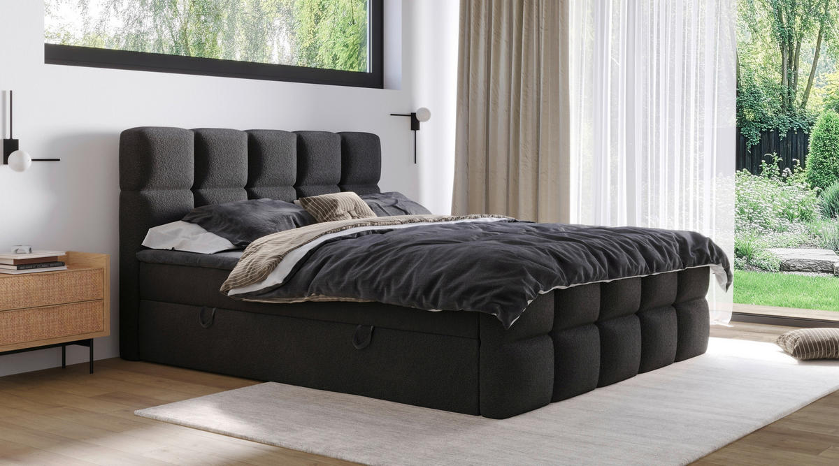 BOXBETT 180/200 cm  in Schwarz  - Schwarz, Design, Kunststoff/Textil (180/200cm) - Boxxx