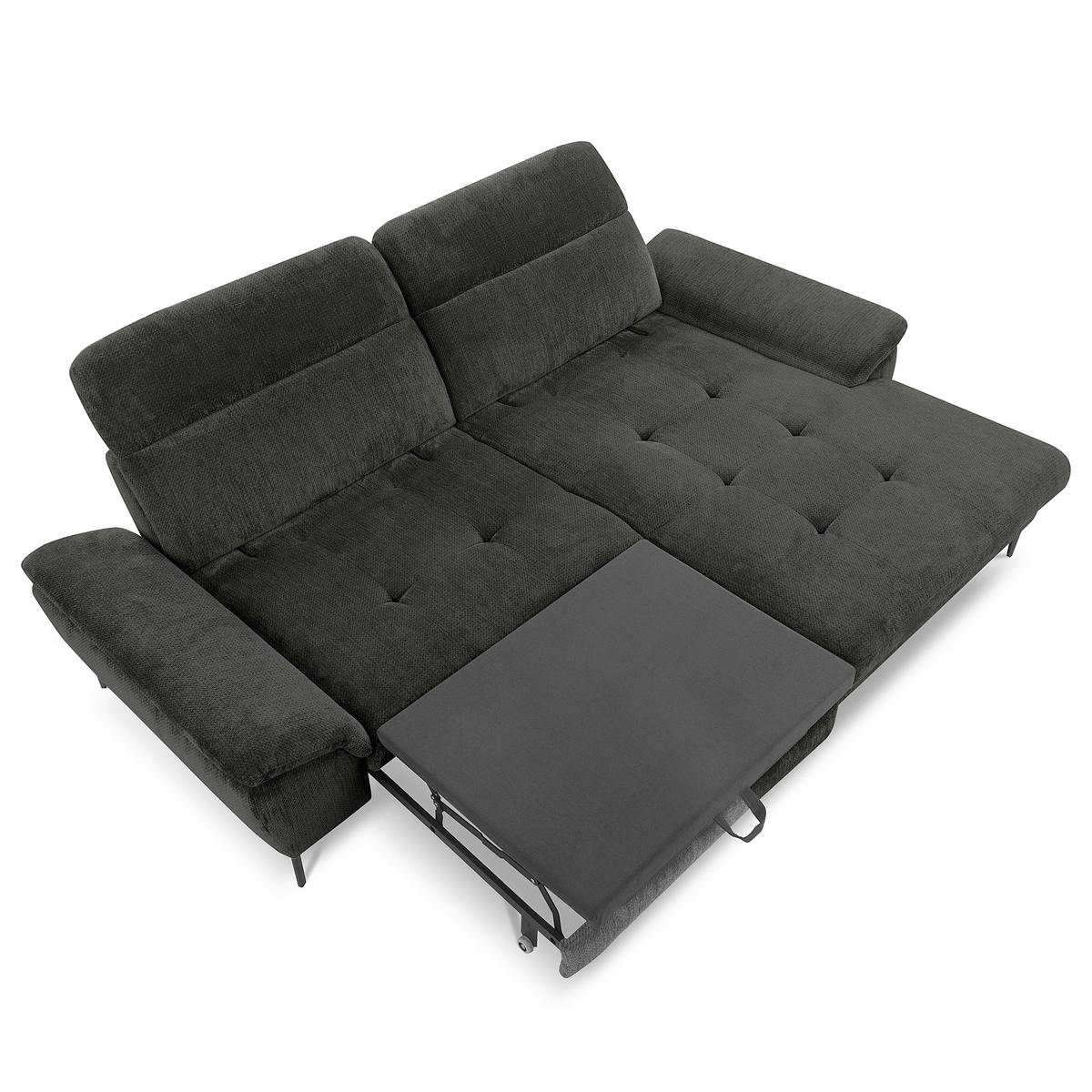 ECKSOFA  Webstoff Schwarz  - Schwarz, Design, Textil/Metall (268/195cm) - Livetastic