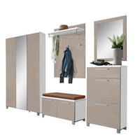 GARDEROBE 6-teilig  in 245/195/40 cm  - Taupe/Weiß, Design, Glas/Holzwerkstoff (245/195/40cm)
