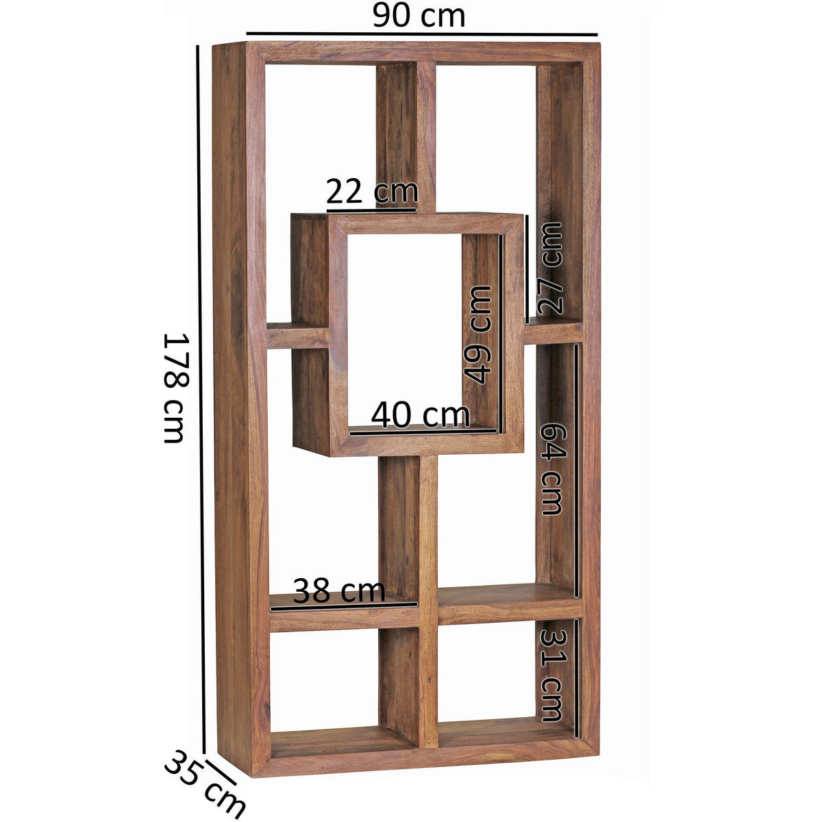 RAUMTEILER - Sheeshamfarben, Design, Holz (90/180/35cm) - MID.YOU