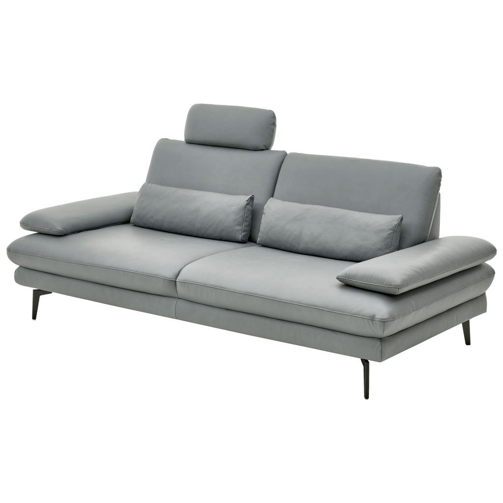 Thumbnail - Dieter Knoll 3-Sitzer-Sofa Dieter Knoll, Grau, Leder, Echtleder, Rindleder, 222x86x104 cm, Goldenes M, erweiterbar, Type...