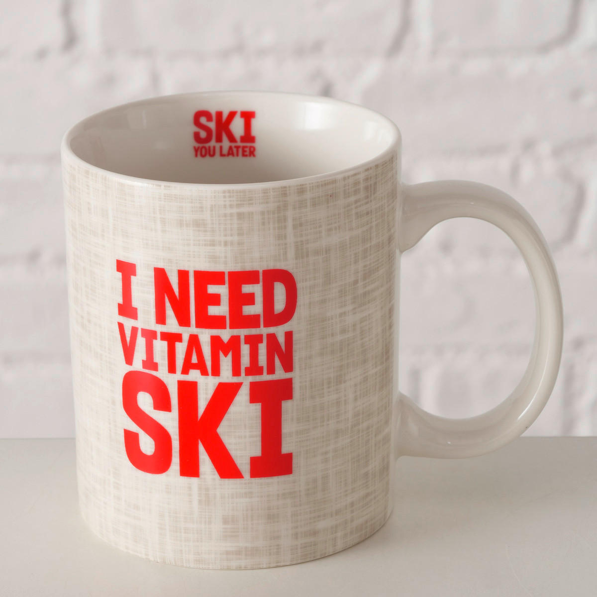 BECHER    - Beige/Rot, Trend, Keramik (8/9,5cm)