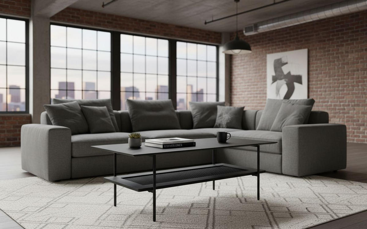 SOFFBORD - svart, Modern, metall/trämaterial (110/55/40cm) - Livetastic