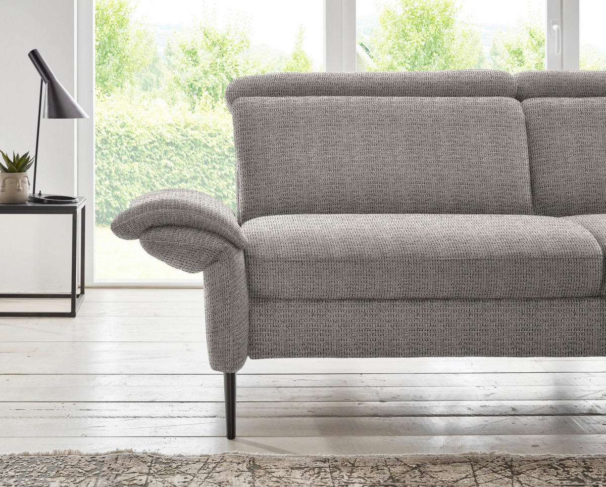ECKSOFA in Struktur Hellgrau  275/235 cm  - Hellgrau/Schwarz, MODERN, Textil/Metall (275/235cm) - Cantus
