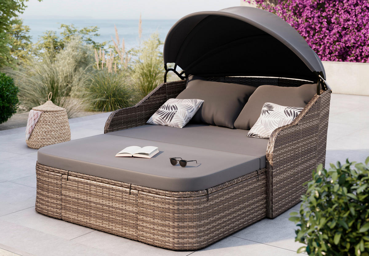 SONNENINSEL  - Schwarz/Grau, MODERN, Kunststoff/Metall (204/132/65cm) - Ambia Garden